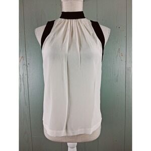 rag&bone Tallulah All Silk Top Womens 0 White Black Trim Sleeveless Career Money